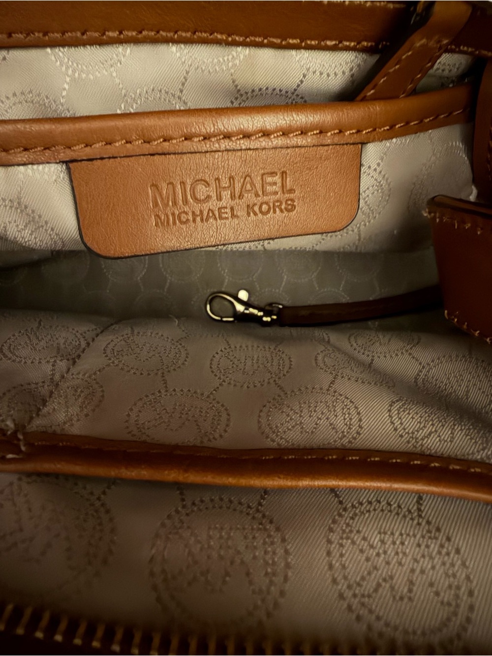 Michael Kors Cognac Leather Satchel with Gold Tone Hardware - Picture 5 of 8